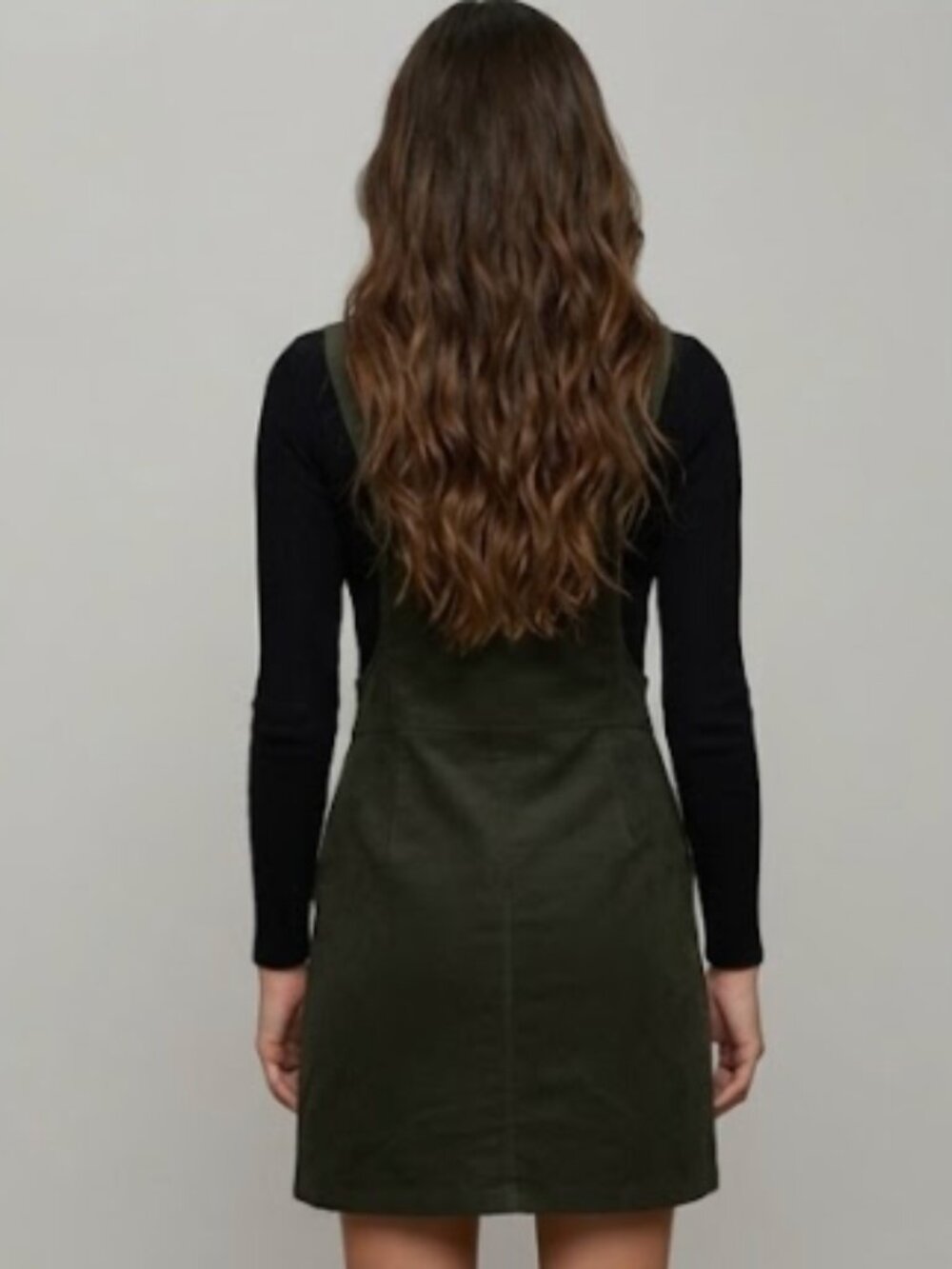 Zip Up Corduroy Overall Dress Green - Picture 4 of 6